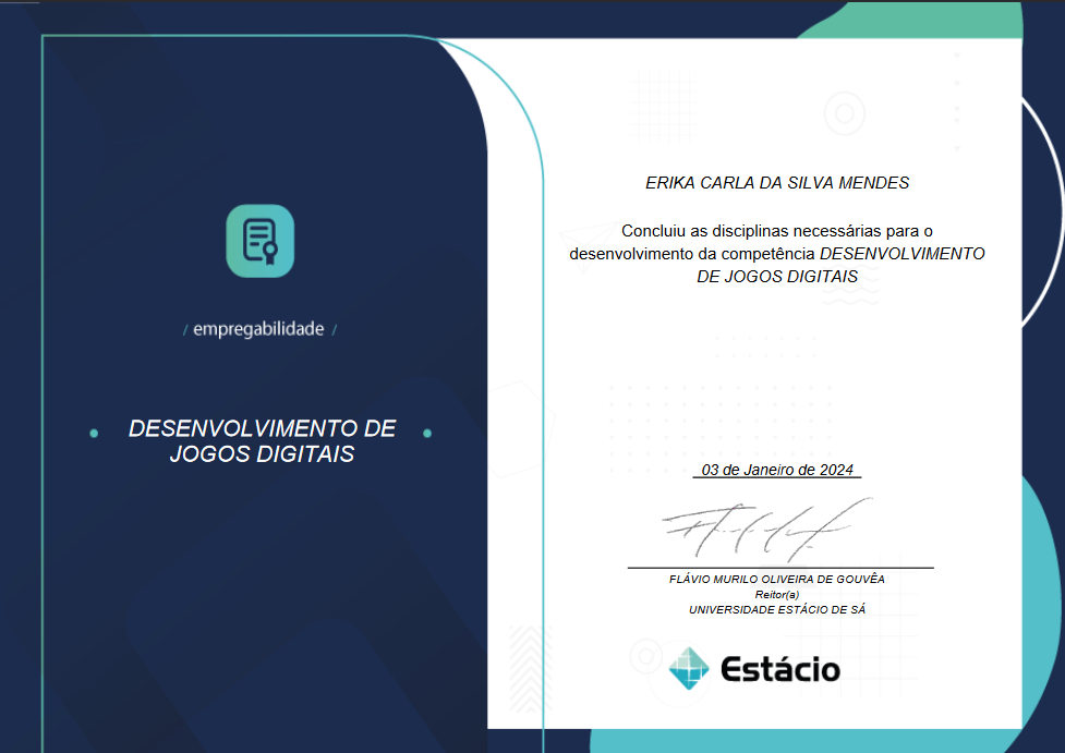 Certificado desenvolvimento jogos digitais