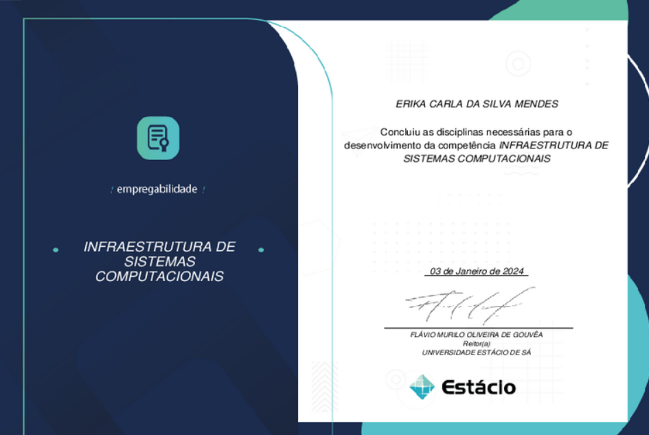 certificado Infraestrutura de sistemas computacionais